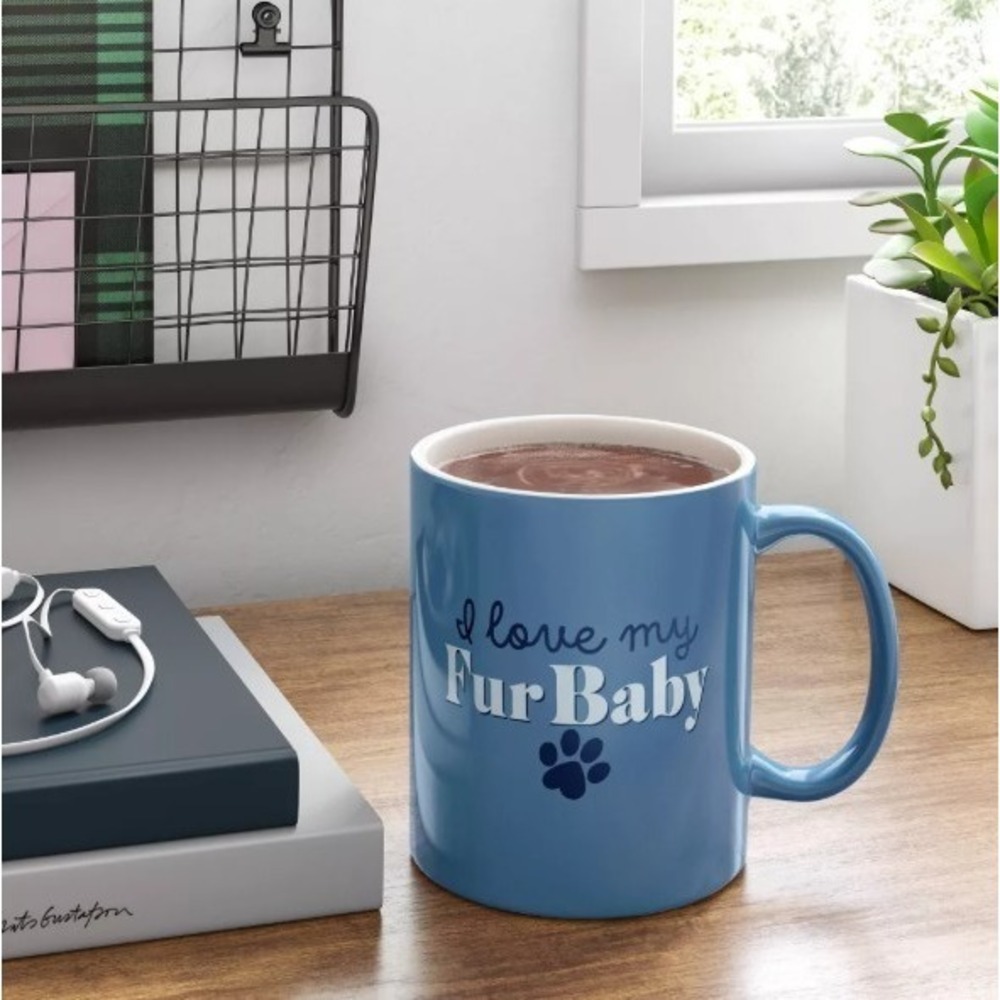 " I Love My Fur Baby " Coffee Mug Light Blue Room Essentials Stoneware - Picture 2 of 3